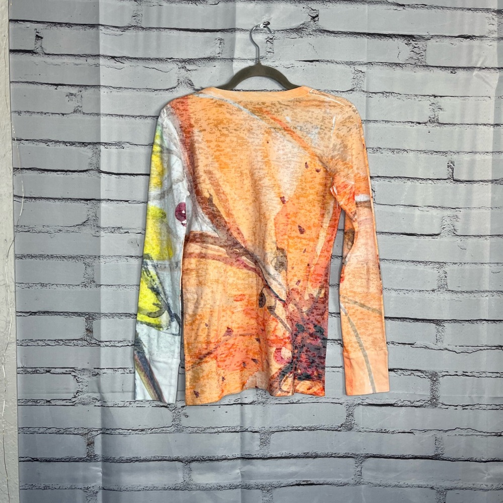 Before + Again Orange Red Graphic Long Sleeve Crew Shirt True to Size Women’s S - Picture 11 of 15